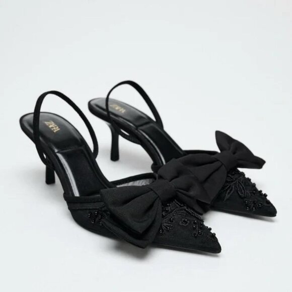 ZARA RHINESTONE HEELED SLINGBACKS - Picture 4 of 6